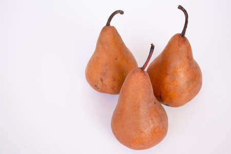 Pears of the Kaiser Alexander variety on white backgroundの写真素材