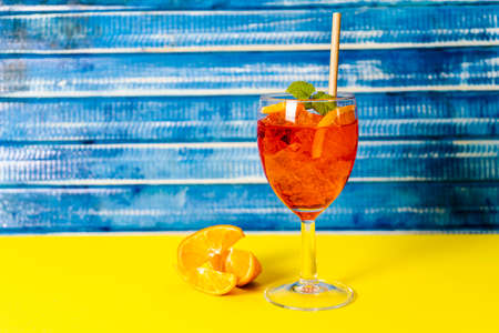 Horizontal view of a glass with   summer cocktail.の写真素材