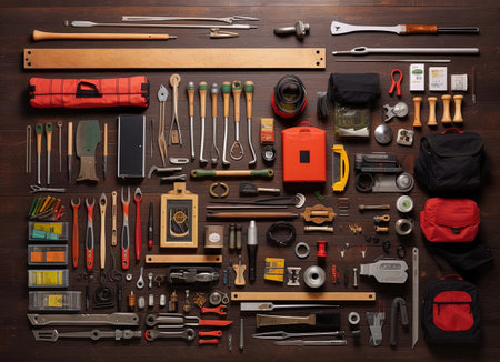 A Tools for turning and working in pottery in an organized collection.の素材