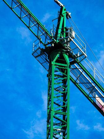 Construction crane at the construction site of a large building.の写真素材