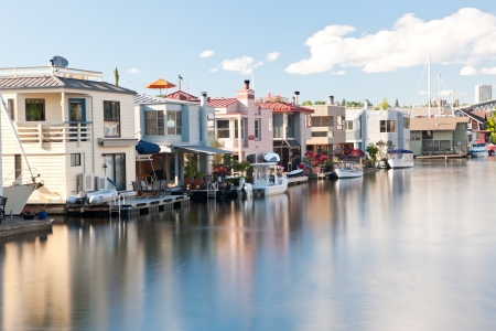 Houseboats on Lake Union in Seattleの写真素材