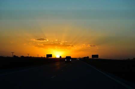 sunset on the route