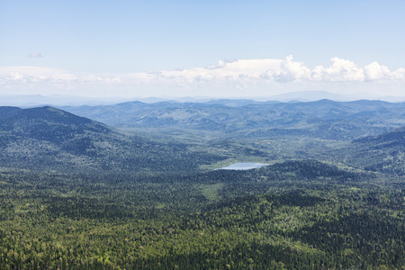 Scenic panorama view from the top of mountainの写真素材