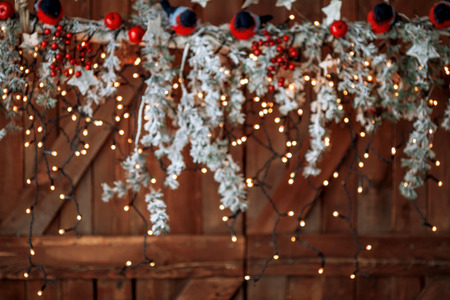 Christmas yellow bokeh light abstract holiday background