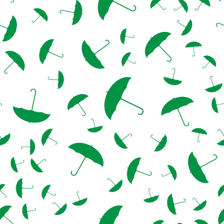 Vector seamless abstract pattern. Green umbrellas on white background modern stylish textureのイラスト素材