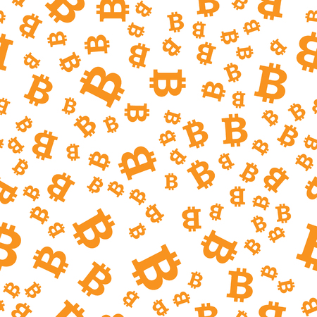 Vector seamless abstract pattern. Yellow bitcoin sign on white backgroundのイラスト素材