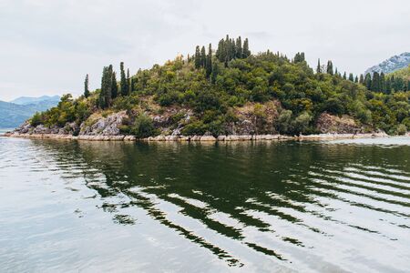 Nature views of Lake Skadar in Montenegro. Green mountains panoramaの写真素材