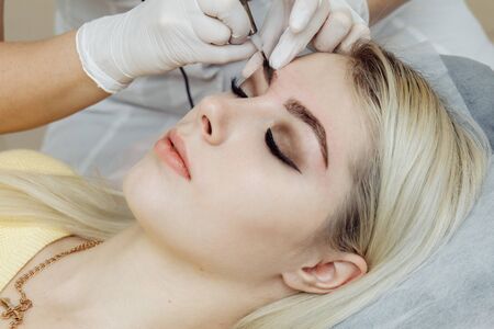 Permanent makeup, tattooing of eyebrows.の写真素材