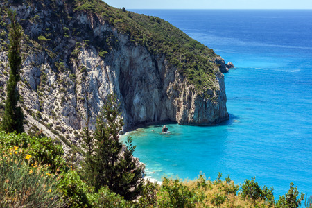 Milos beach at the island of Lefkada in Greeceの写真素材