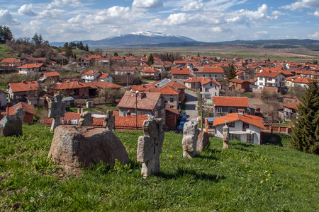 Panoramic view of village Belchin,  Sofia Province, Bulgariaの写真素材