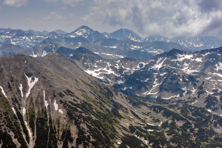 Amazing panoramic view to Pirin Mountain from Vihren Peak, Bulgaria