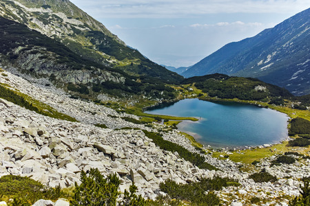 Panorama of Muratovo lake, Pirin Mountain, Bulgariaの写真素材
