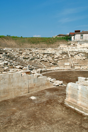 Ancient amphitheater in the archeological area of Larissa,  Thessaly region, Greeceの写真素材