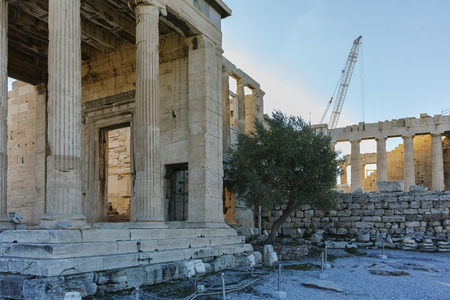 The Erechtheion an ancient Greek temple on the north side of the Acropolis of Athens, Attica, Greeceのeditorial素材