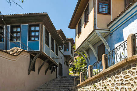 PLOVDIV, BULGARIA - JUNE 10, 2017:  House from the period of Bulgarian Revival in old town of Plovdiv, Bulgariaのeditorial素材