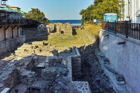 SOZOPOL, BULGARIA - JULY 11, 2016: Ancient Ruins and Panoramic view of Sozopol town Burgas Region, Bulgariaのeditorial素材
