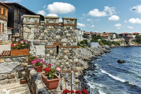 SOZOPOL, BULGARIA - JULY 16, 2016: Ancient ruins in Old town of Sozopol, Burgas Region, Bulgaria