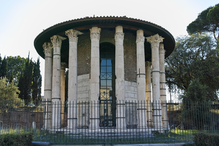ROME, ITALY - JUNE 22, 2017: Amazing view of Temple of Hercules Victor  in city of Rome, Italyのeditorial素材