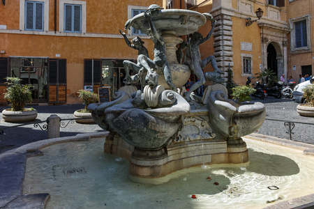 ROME, ITALY - JUNE 23, 2017: Amazing view of Turtle Fountain in Rome, Italyのeditorial素材