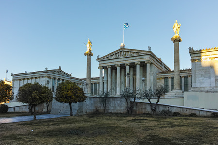 ATHENS, GREECE - JANUARY 19 2017:  Panoramic view of Academy of Athens, Attica, Greeceのeditorial素材