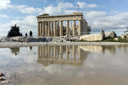 ATHENS, GREECE - JANUARY 20 2017:  Panorama of The Parthenon in the Acropolis of Athens, Attica, Greeceのeditorial素材
