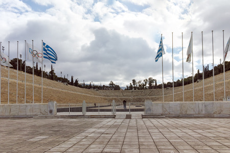 ATHENS, GREECE - JANUARY 20 2017: Panathenaic stadium or kallimarmaro in Athens,  Attica, Greeceのeditorial素材