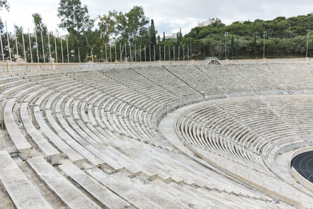 ATHENS, GREECE - JANUARY 20 2017: Amazing view of Panathenaic stadium or kallimarmaro in Athens,  Attica, Greeceのeditorial素材