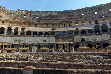 ROME, ITALY - JUNE 24, 2017: People visiting inside part of  Colosseum in city of Rome, Italyのeditorial素材