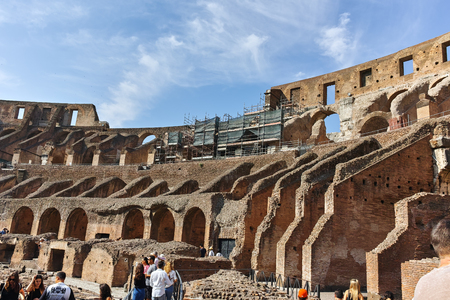ROME, ITALY - JUNE 24, 2017: People visiting inside part of  Colosseum in city of Rome, Italyのeditorial素材