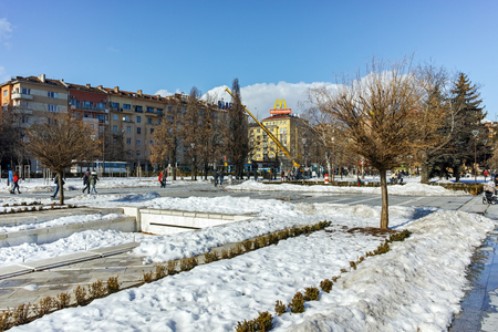 SOFIA, BULGARIA - FEBRUARY 5, 2017: Winter view of park in front of  National Palace of Culture in Sofia, Bulgariaのeditorial素材
