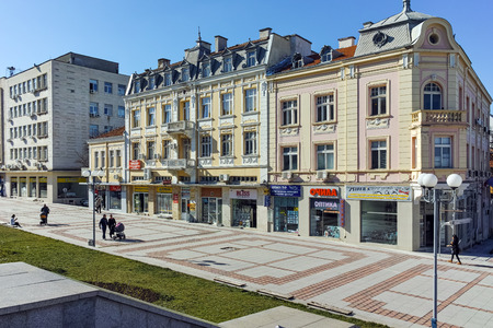 SHUMEN, BULGARIA - APRIL 10, 2017:  Central pedestrian street bul. Slavyanski in city of Shumen, Bulgariaのeditorial素材