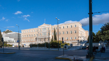 ATHENS, GREECE - JANUARY 19, 2017: The Greek parliament in Athens, Attica, Greeceのeditorial素材