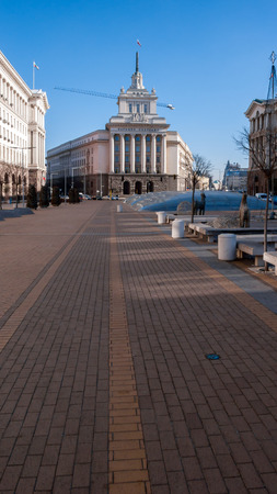 SOFIA, BULGARIA - DECEMBER 20, 2016: Buildings of Council of Ministers and Former Communist Party House in Sofia, Bulgariaのeditorial素材