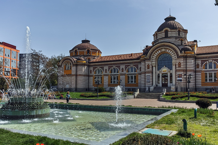 SOFIA, BULGARIA - APRIL 13, 2018:  Garden Central Bath and Banski Square in Sofia, Bulgaria