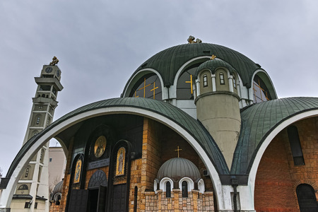 SKOPJE, REPUBLIC OF MACEDONIA - FEBRUARY 24, 2018:  Saint Clement of Ohrid Church in city of Skopje, Republic of Macedoniaのeditorial素材