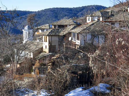 Village of Leshten with Authentic nineteenth century houses, Blagoevgrad Region, Bulgariaの写真素材