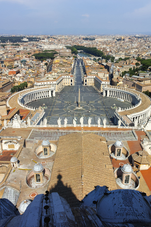 ROME, ITALY - JUNE 24, 2017: Amazing Panorama to Vatican and city of Rome from dome of St. Peter's Basilica, Italyのeditorial素材