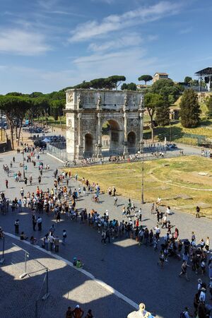 ROME, ITALY - JUNE 24, 2017:  Amazing view of Arch of Constantine near Colosseum in city of Rome, Italyのeditorial素材
