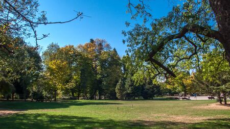 SOFIA, BULGARIA - OCTOBER 5, 2018: Landscape with Trees and gardens at Borisova gradina (Boris Garden) in city of Sofia, Bulgariaのeditorial素材