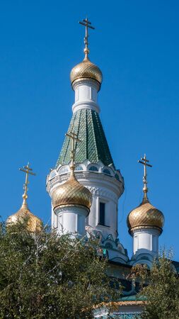 SOFIA, BULGARIA - OCTOBER 5, 2018:  Amazing view of Golden Domes Russian church in Sofia, Bulgariaのeditorial素材