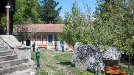 TRANSFIGURATION MONASTERY, VELIKO TARNOVO, BULGARIA - APRIL 9, 2017 : Medieval Orthodox Monastery of...