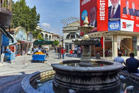 EDIRNE, TURKEY - MAY 26, 2018: Shopping  pedestrian street in the center of city of Edirne,  East Thrace, Turkeyのeditorial素材