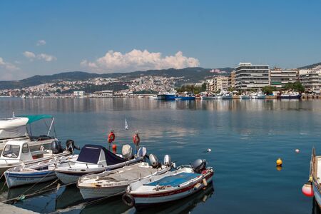 KAVALA, GREECE - JUNE 17, 2011: Panoramic view to center of city of Kavala, East Macedonia and...