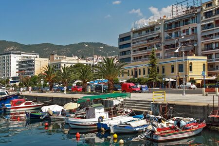 KAVALA, GREECE - JUNE 17, 2011: Panoramic view to center of city of Kavala, East Macedonia and Thrace, Greeceのeditorial素材