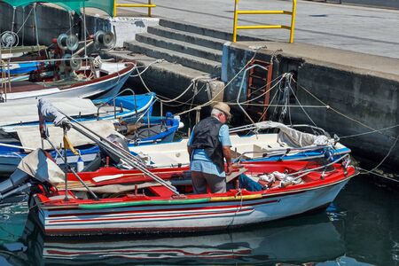 KAVALA, GREECE - JUNE 17, 2011: Panoramic view to center of city of Kavala, East Macedonia and Thrace, Greeceのeditorial素材