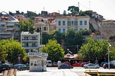 KAVALA, GREECE - JUNE 17, 2011: Panoramic view to center of city of Kavala, East Macedonia and Thrace, Greeceのeditorial素材