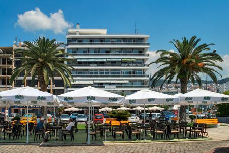 KAVALA, GREECE - JUNE 17, 2011: Panoramic view to center of city of Kavala, East Macedonia and Thrace, Greeceのeditorial素材