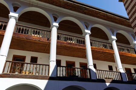 RILA MONASTERY, BULGARIA - APRIL 21, 2018:  Medieval Building of Monastery of Saint Ivan (John) of...