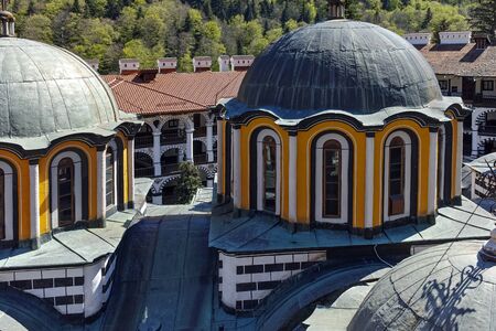 RILA MONASTERY, BULGARIA - APRIL 21, 2018:  Medieval Building of Monastery of Saint Ivan (John) of Rila (Rila Monastery), Kyustendil Region, Bulgariaのeditorial素材