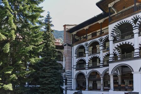 RILA MONASTERY, BULGARIA - APRIL 21, 2018:  Medieval Building of Monastery of Saint Ivan (John) of...